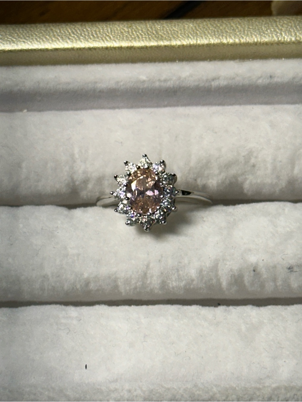 Delicate Sterling Silver Pink Saphire Ring with CZ -sz 7